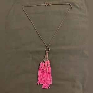 Gently used Francescas gold with pink beaded necklace